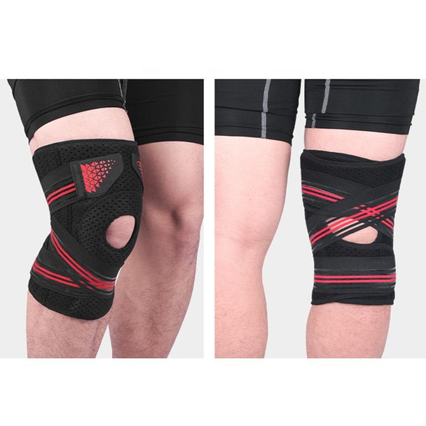 A Pair Sports Spring Supported Knee Brace Compression Protection Patella Riding Protective Gear, One Size(Black / Orange)