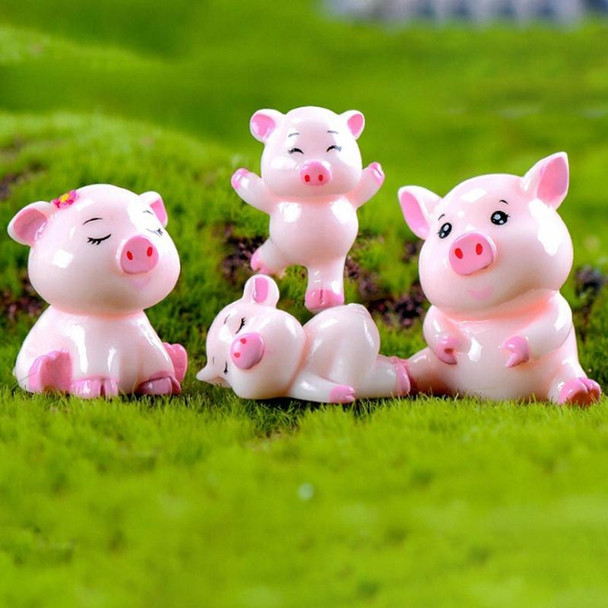 5 PCS Piglet Family Cartoon Resin Crafts, Style:Pink Pig