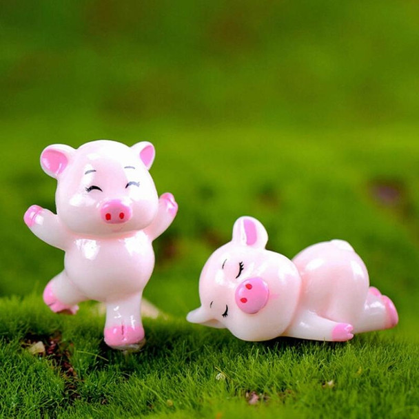 5 PCS Piglet Family Cartoon Resin Crafts, Style:Pink Pig
