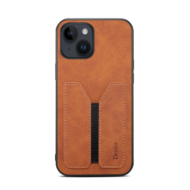 For iPhone 13 mini Denior DV Elastic Card PU Back Cover Phone Case(Brown)