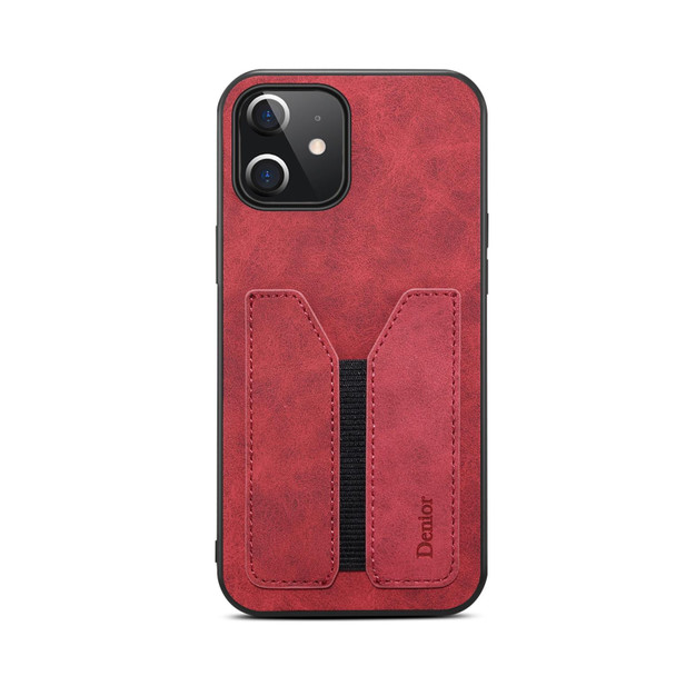 For iPhone 12 mini Denior DV Elastic Card PU Back Cover Phone Case(Red)