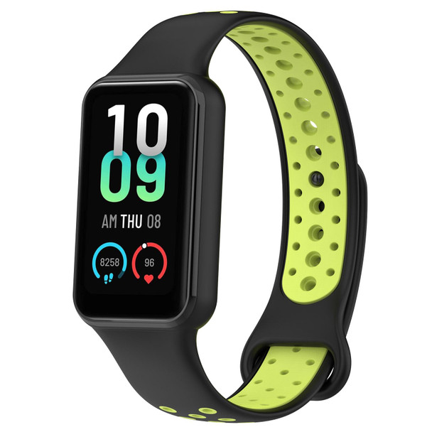 For Amazfit Band 7 Loop Two-Color Breathable Silicone Watch Band(Black+Lime)