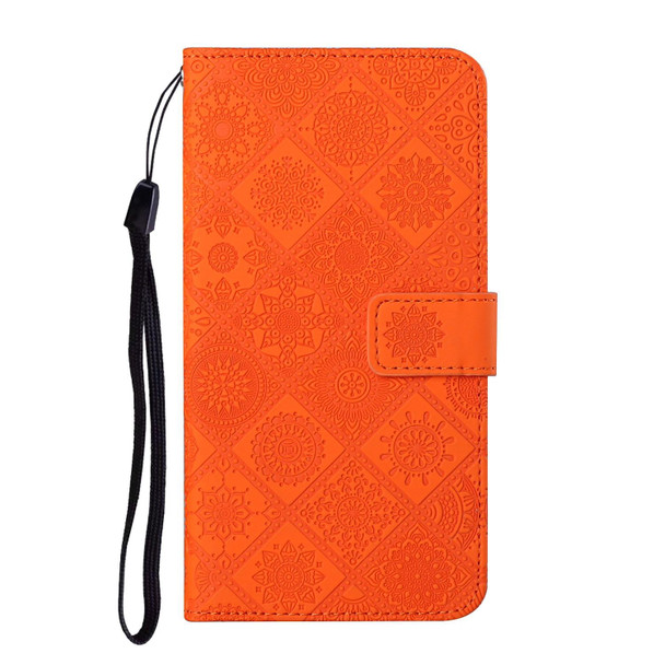 For OPPO Reno8 Ethnic Style Embossed Pattern Leatherette Phone Case(Orange)