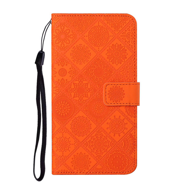 For OPPO A17 Ethnic Style Embossed Pattern Leatherette Phone Case(Orange)
