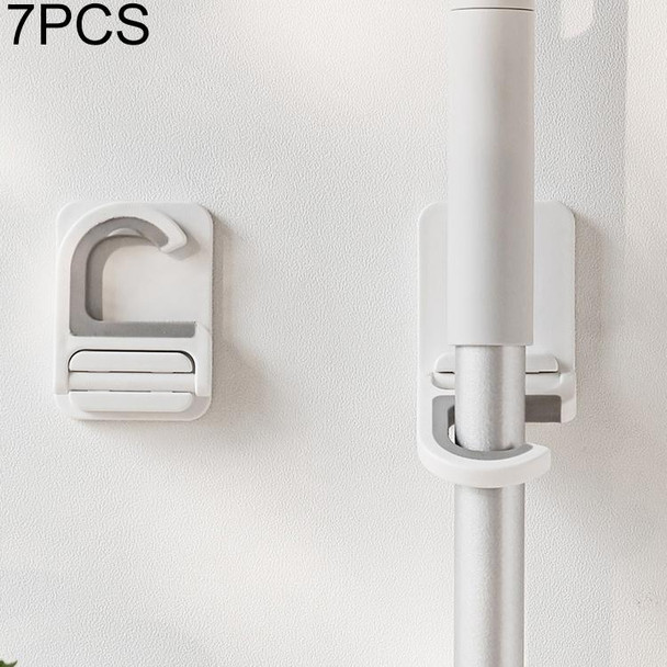 7 PCS Mop Clip Bathroom Folding Hook Mop Hanger(White)