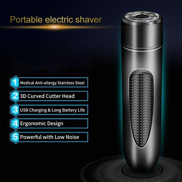 Mini USB Rechargeable Electric Razor Self-service Hair Clipper Shaver with Spare Cutter Head(Black)