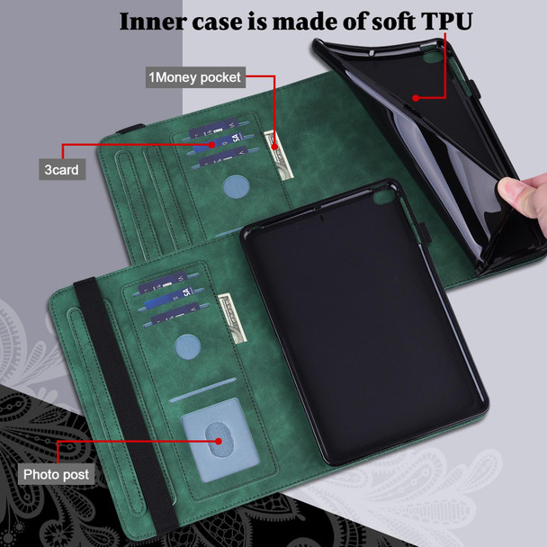For Lenovo Tab M10 3rd Gen Lace Flower Embossing Pattern Leatherette Tablet Case(Green)