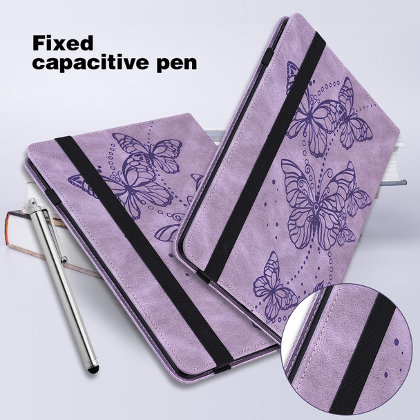For Lenovo Tab M10 3rd Gen Embossed Butterfly Pattern Leatherette Tablet Case(Purple)
