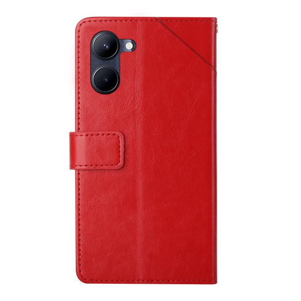 For Realme 10 4G HT01 Y-shaped Pattern Flip Leatherette Phone Case(Red)
