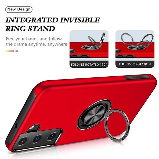 For Samsung Galaxy S22+ 5G PC + TPU Magnetic Phone Case with Invisible Ring Holder(Red)
