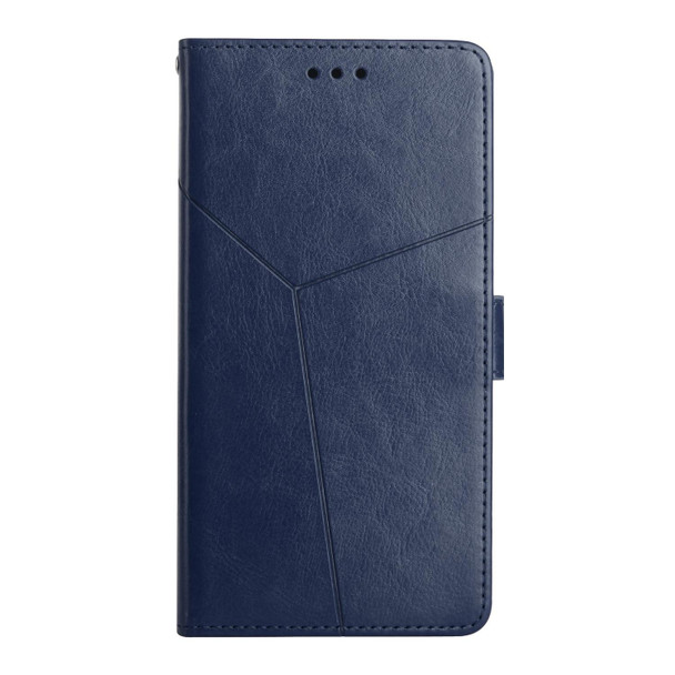 For Realme 10 4G HT01 Y-shaped Pattern Flip Leatherette Phone Case(Blue)