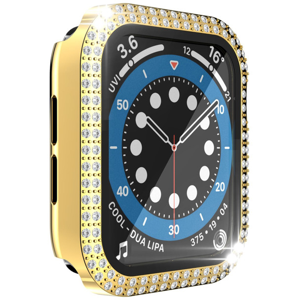 Double-Row Diamond PC+Tempered Glass Watch Case - Apple Watch Series 3&2&1 42mm(Gold)