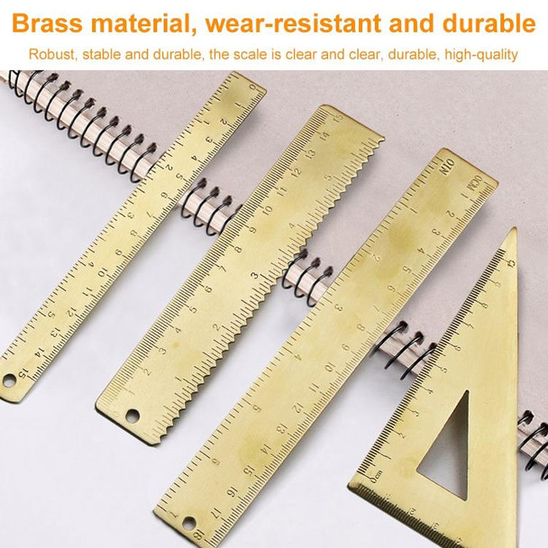 4 PCS Brass Retro Drawing Ruler Measuring Tools, Model: 0-10cm Isosceles Triangle Ruler