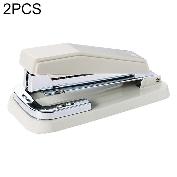 2 PCS Deli 0414 Stapler Portable Rotatable Stapler 0012 Staple Nail(White)