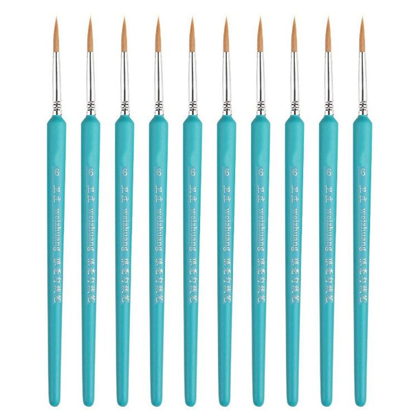 10 PCS 6 WeiZhuang Hook Line Pen Painting Hand-painted Watercolor Wolf Mint Hook Line Pen Painting Stroke Thin Line Brush, Color:Sky Blue