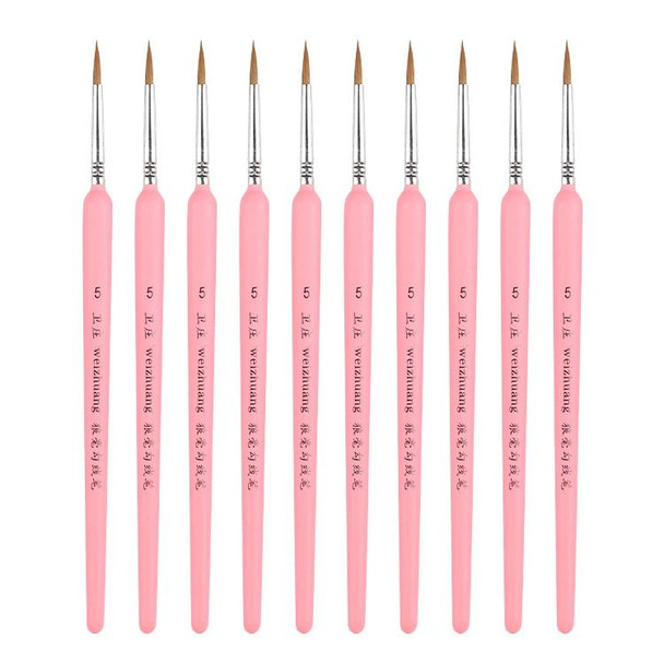 10 PCS 5 WeiZhuang Hook Line Pen Painting Hand-painted Watercolor Wolf Mint Hook Line Pen Painting Stroke Thin Line Brush, Color:Pink