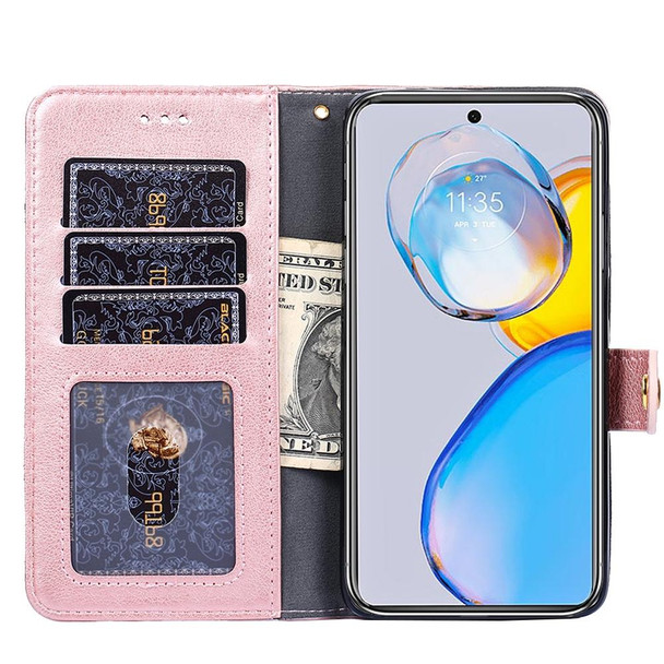 For OPPO K10x 5G Zipper Bag Leatherette Phone Case(Rose Gold)