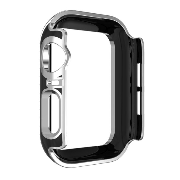 Double-Row Diamond Two-color Electroplating PC Watch Case - Apple Watch Series 3&2&1 38mm(Black+Silver)