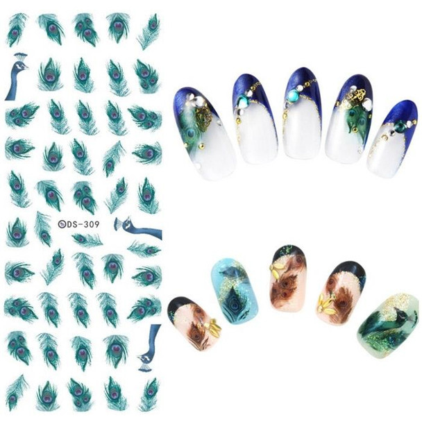 DS301-318 5 PCS 18 Patterns DIY Design Beauty Water Transfer Harajuku Nails Art Sticker Nail Art Decoration Accessories, Random Color Delivery, Without Nails
