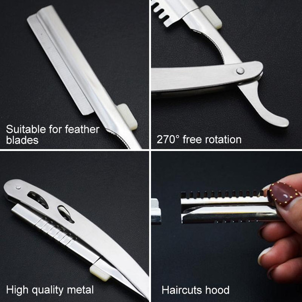 Vintage Manual Razor Blade Holder Shaving Eyebrow Chimer Haircut Blade Holder(Silver)
