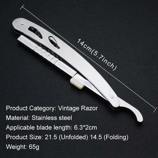 Vintage Manual Razor Blade Holder Shaving Eyebrow Chimer Haircut Blade Holder(Silver)