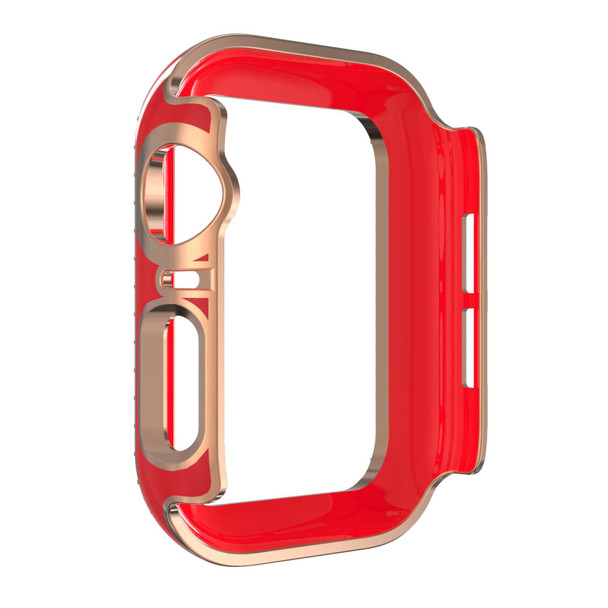 Double-Row Diamond Two-color Electroplating PC Watch Case - Apple Watch Series 3&2&1 38mm(Red+Rose Gold)