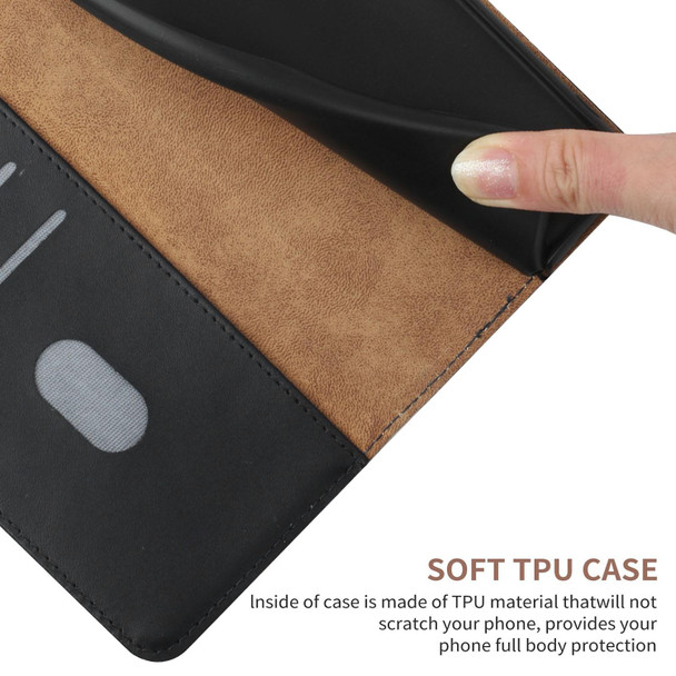 For OPPO A17 Genuine Leatherette Fingerprint-proof Flip Phone Case(Black)