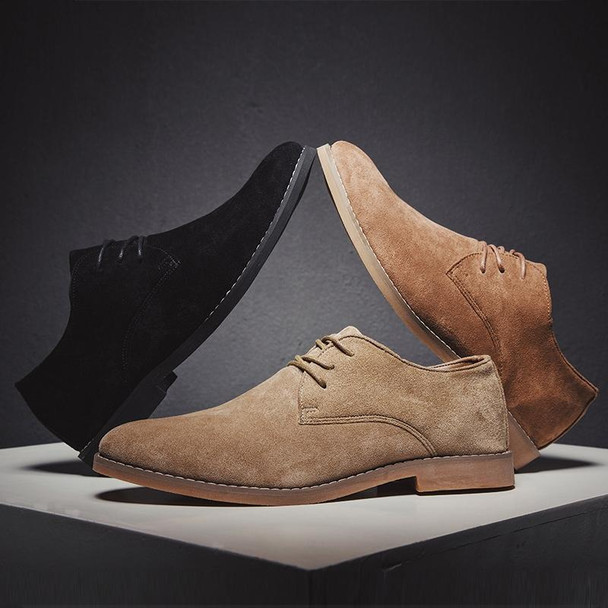 British Style Casual Shoes Suede Oxford Leatherette Men Shoes, Size:42(Khaki)