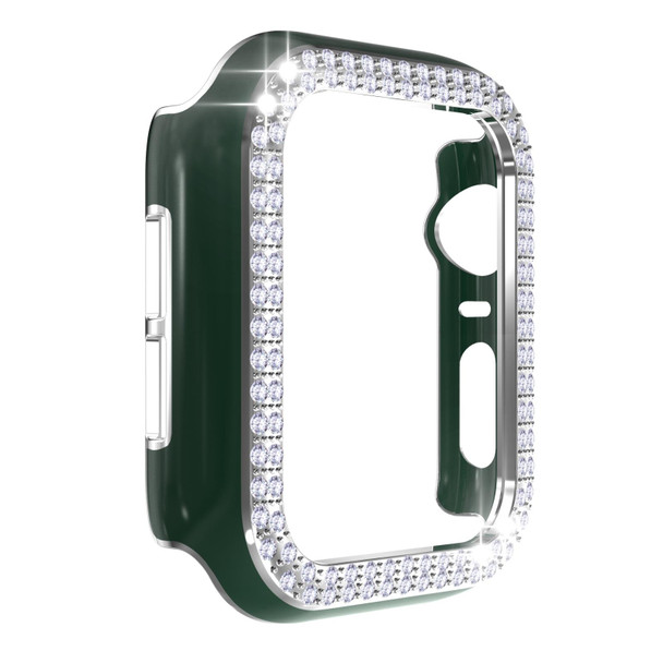 Double-Row Diamond Two-color Electroplating PC Watch Case - Apple Watch Series 3&2&1 42mm(Green+Silver)