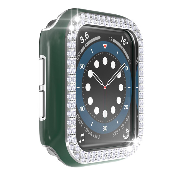 Double-Row Diamond Two-color Electroplating PC Watch Case - Apple Watch Series 3&2&1 42mm(Green+Silver)