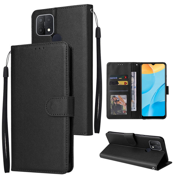 For OPPO A15 / A15s / A35 Multifunctional Horizontal Flip Leatherette Case with Three Card Slot(Black)