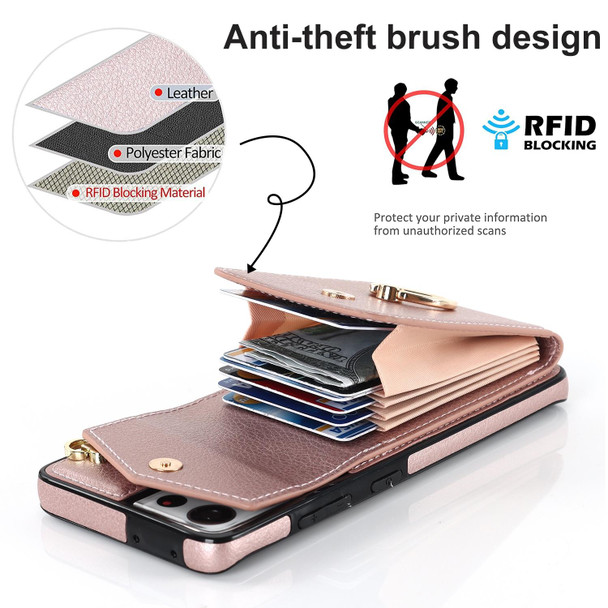 For Samsung Galaxy S22 Ultra 5G Anti-theft RFID Card Slot Phone Case(Rose Gold)
