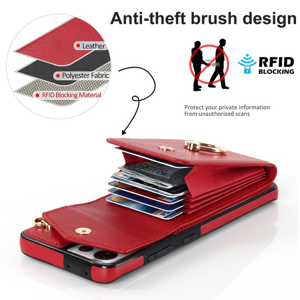 For Samsung Galaxy S21 5G Anti-theft RFID Card Slot Phone Case(Red)