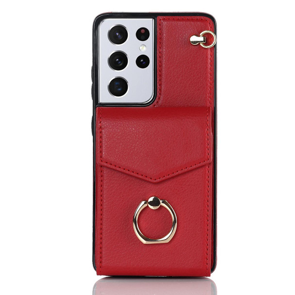 For Samsung Galaxy S21 5G Anti-theft RFID Card Slot Phone Case(Red)