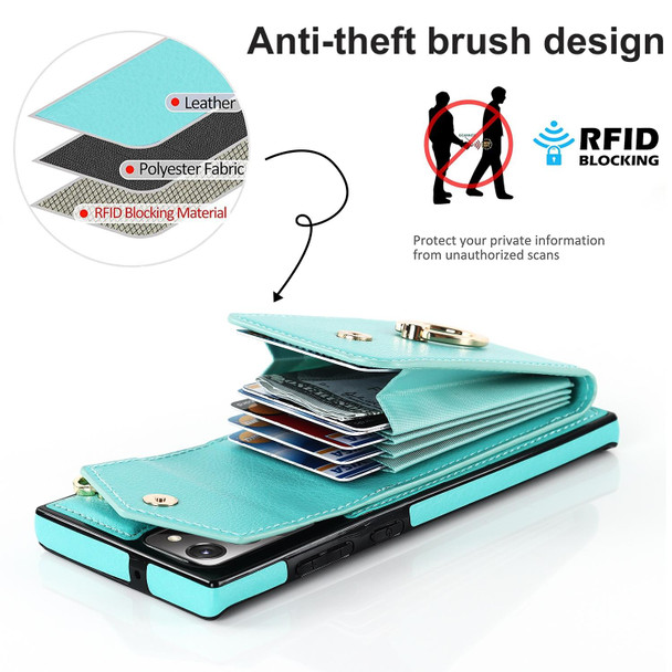 For Samsung Galaxy Note20 Anti-theft RFID Card Slot Phone Case(Mint Green)