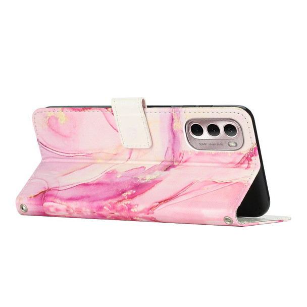 For Motorola Moto G Stylus 5G 2022 Painted Marble Pattern Leatherette Phone Case(Rose Gold)