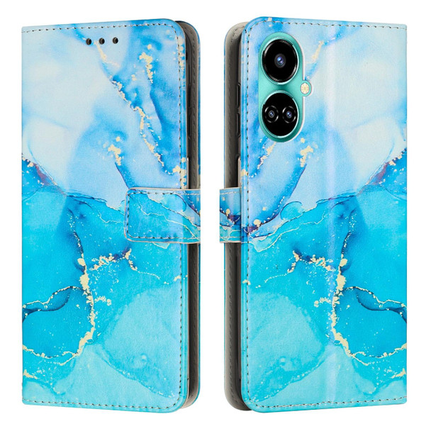 For Tecno Camon 19 / 19 Pro Painted Marble Pattern Leatherette Phone Case(Blue Green)