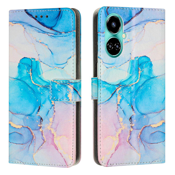 For Tecno Camon 19 / 19 Pro Painted Marble Pattern Leatherette Phone Case(Pink Green)