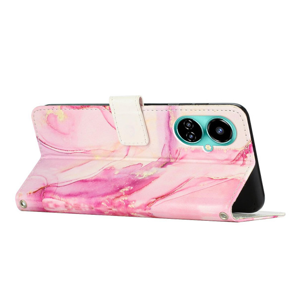 For Tecno Camon 19 / 19 Pro Painted Marble Pattern Leatherette Phone Case(Rose Gold)