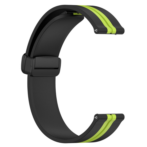 For Samsung Galaxy Watch Active 2 40mm 20mm Folding Magnetic Clasp Silicone Watch Band(Black+Lime Green)