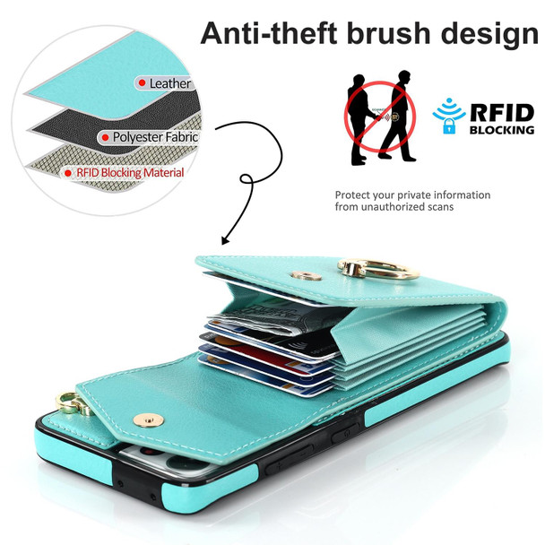 For Samsung Galaxy S21 5G Anti-theft RFID Card Slot Phone Case(Mint Green)