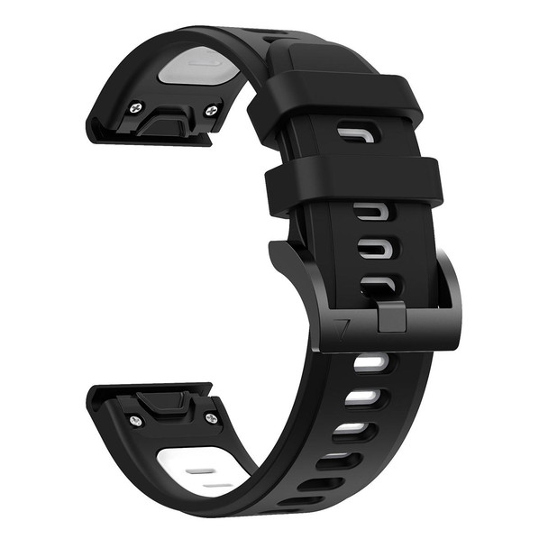 For Garmin Approach S62 22mm Two-Color Sports Silicone Watch Band(Black+White)