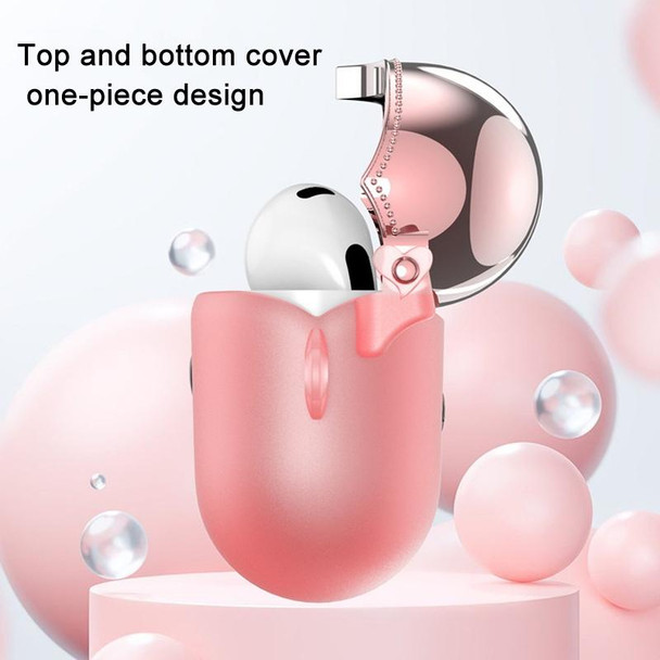 For AirPods Pro 2pcs One-piece Plating TPU Soft Shell Protective Case(Transparent Pink +Silver)