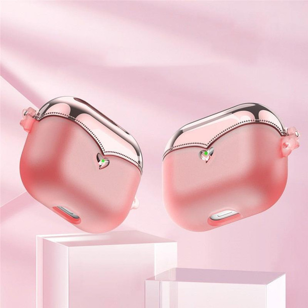 For AirPods 3 2pcs One-piece Plating TPU Soft Shell Protective Case(Transparent Pink +Silver)