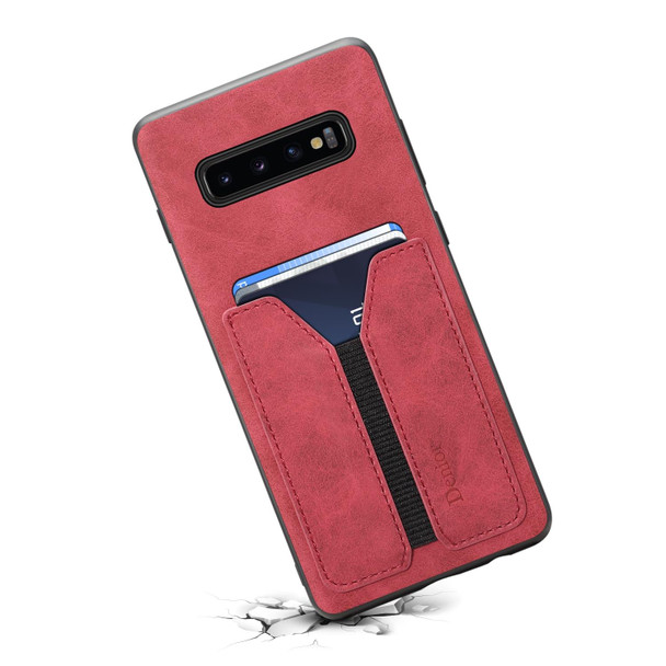 For Samsung Galaxy S10 5G Denior DV Elastic Card PU Back Cover Phone Case(Red)