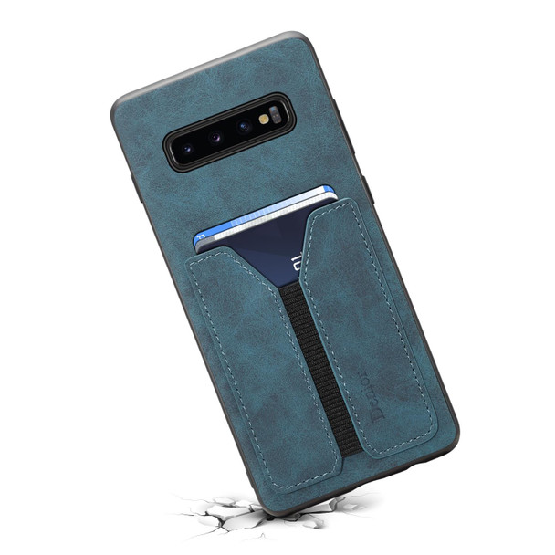 For Samsung Galaxy S10 5G Denior DV Elastic Card PU Back Cover Phone Case(Blue)