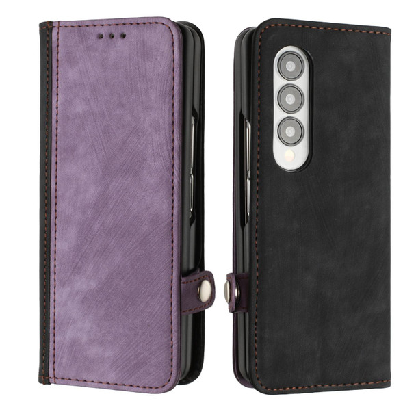 For Samsung Galaxy Z Fold 4 5G Side Buckle Double Fold Leatherette Phone Case(Purple)