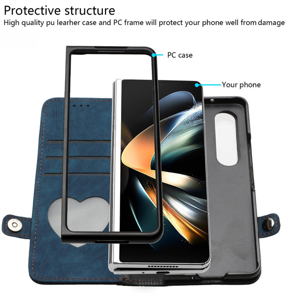 For Samsung Galaxy Z Fold 4 5G Side Buckle Double Fold Leatherette Phone Case(Royal Blue)