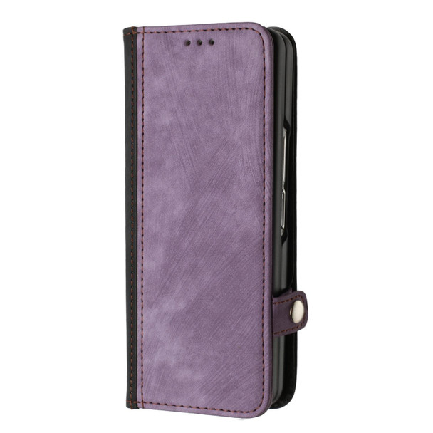 For Samsung Galaxy Z Fold 3 5G Side Buckle Double Fold Leatherette Phone Case(Purple)