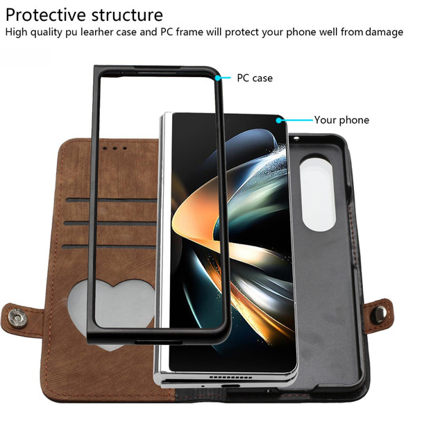 For Samsung Galaxy Z Fold 4 5G Side Buckle Double Fold Leatherette Phone Case(Brown)